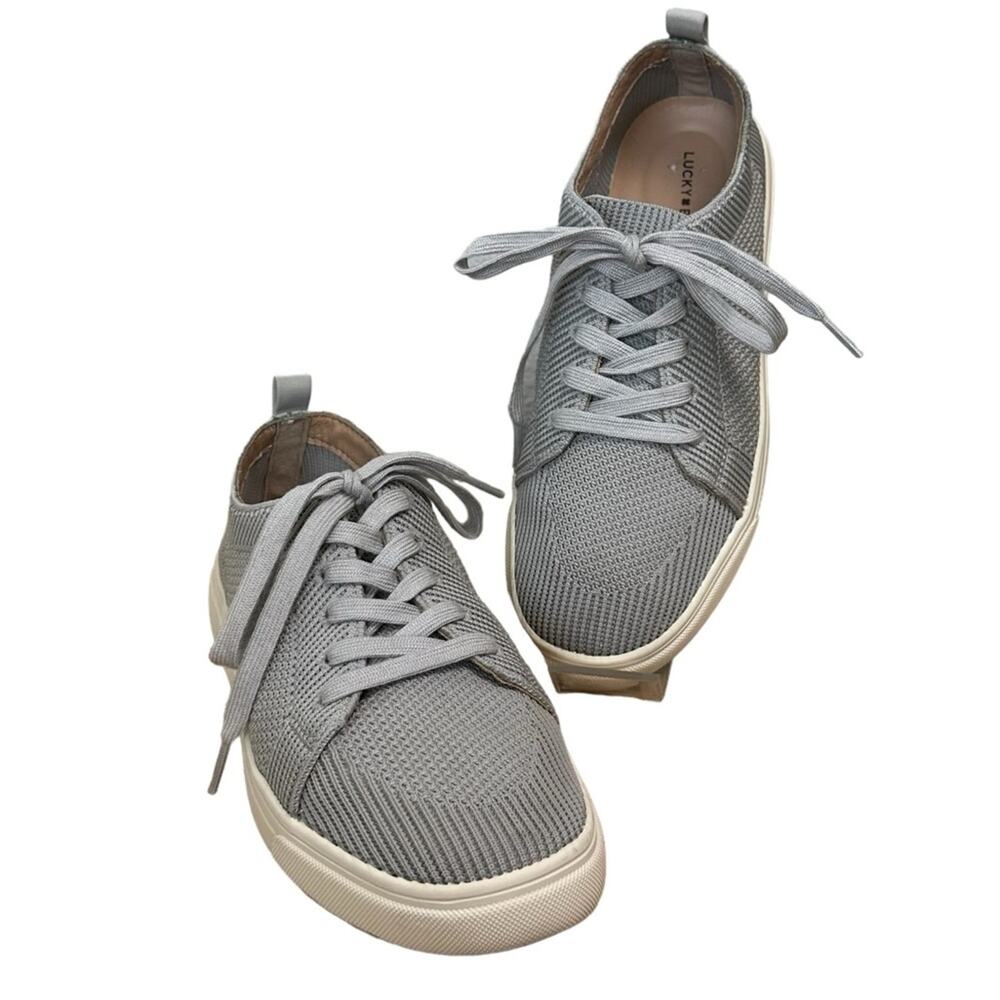 Lucky Brand Laddix Lace Up Casual Knit Sneakers Gray Size 9.5
